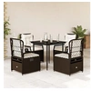 Image de Ensemble à manger de jardin 5 pcs et coussins marron poly rotin 3262972