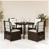 Image de Ensemble à manger de jardin 5 pcs et coussins marron poly rotin 3262979
