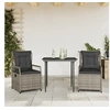 Image de Ensemble à manger de jardin 3 pcs coussins gris résine tressée 3262985