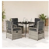 Image de Ensemble à manger de jardin 5 pcs coussins gris résine tressée 3262986