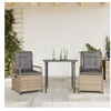 Image de Ensemble à manger de jardin et coussins 3 pcs Beige poly rotin 3262999