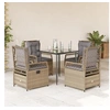 Image de Ensemble à manger de jardin avec coussins 5pcs Beige poly rotin 3263000