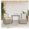 Image de Ensemble à manger de jardin et coussins 3 pcs Beige poly rotin 3263013