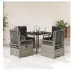 Image de Ensemble à manger de jardin et coussins 5 pcs gris clair rotin 3263028