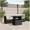 Image de Salon de jardin 5 pcs avec coussins noir résine tressée 3266346