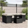 Image de Salon de jardin 7 pcs avec coussins noir résine tressée 3266376