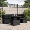 Image de Salon de jardin modulable 6 pieces resine tressee noir 62.0 x 62 x 69 cm 5 personnes
