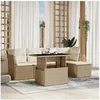 Image de Salon de jardin modulable - Lot de 6 pièces - Résine tressée beige 5 personnes (62 x 62 x 69 cm)