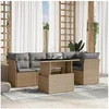 Image de Resine tressee 6 pieces beige salon de jardin modulable 62.0 x 62 x 69