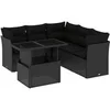 Image de Salon de jardin 6 pcs avec coussins noir résine tressée 3266575