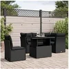 Image de Salon de jardin modulable noir 5 personnes 6 pieces 62.0 x 62 x 69 cm resine tressee
