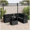 Image de Salon de jardin modulable 7 pieces resine tressee noir 62.0 x 62 x 69 cm 6 personnes