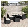 Image de Salon de jardin 7 pcs avec coussins noir résine tressée 3266616