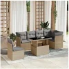 Image de Salon de jardin modulable 7 pièces rotin beige extensible 62x62x69 cm