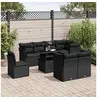 Image de Salon de jardin modulable noir 8 personnes resine tressee 62.0 x 62 x 69 cm 9 pieces