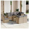 Image de Salon de jardin modulable 9 pieces - Rotin beige - Table extensible - 62 x 62 x 69 cm