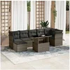 Image de Salon de jardin modulable 8 pieces gris 7 personnes 62.0 x 62 x 69 resine tressee