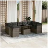 Image de Salon de jardin modulable rotin 9 personnes 10 pieces 62 x 62 x 69 cm gris