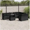 Image de Salon de jardin modulable 10 pieces 9 personnes noir 62.0 x 62 x 69 cm rotin