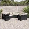 Image de Salon de jardin modulable rotin noir 10 pieces 62.0 x 62 x 69 cm 9 personnes