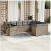 Image de Salon de jardin modulable - Lot 10 pièces - Rotin beige - Table extensible