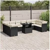 Image de Salon de jardin modulable noir resine tressee 11 pieces 62.0 x 62 x 69 cm 10 personnes