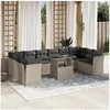 Image de Salon de jardin modulable - Lot de 11 pieces - 2 personnes resine tressee gris