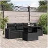 Image de Salon de jardin modulable 4 personnes noir resine tressee 62 x 55 x 69 cm 5 pieces
