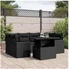 Image de Salon de jardin 7 pcs avec coussins noir résine tressée 3267125