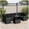 Image de Salon de jardin modulable 7 personnes resine tressee noir 62 x 62 x 69 cm 8 pieces