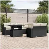Image de Salon de jardin 9 pcs avec coussins noir résine tressée 3267166