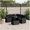 Image de Salon de jardin 6 pcs avec coussins noir résine tressée 3267265