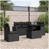 Image de Salon de jardin 6 pcs avec coussins noir résine tressée 3267275