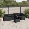 Image de Salon de jardin modulable resine tressee noir 7 pieces 62.0 x 65.5 x 69 6 personnes