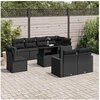 Image de Salon de jardin 9 pcs avec coussins noir résine tressée 3267405