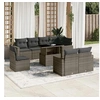 Image de Salon de jardin 9 pcs avec coussins gris résine tressée 3267410