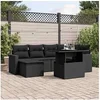 Image de Salon de jardin modulable noir resine tressee 7 pieces 62 x 62 x 69 cm 6 personnes