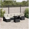 Image de Salon de jardin modulable rotin 8 pieces 7 personnes 62 x 62 x 69 cm noir