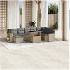 Image de Salon de jardin modulable Lot de 9 pièces résine tressée Beige 62 x 62 x 69 cm