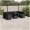 Image de Salon de jardin modulable rotin noir 9 personnes 62 x 62 x 69 cm 10 pieces