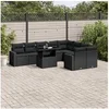 Image de Salon de jardin 10 pcs avec coussins noir résine tressée 3267495