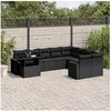 Image de Salon de jardin modulable rotin noir 2 personnes 62 x 62 x 69 cm 10 pieces