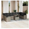 Image de Salon de jardin 11 pcs avec coussins gris clair résine tressée 3267522