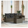 Image de Salon de jardin modulable rotin gris 5 pieces 55 x 62 x 69 cm 2 personnes