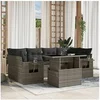 Image de Salon de jardin modulable rotin 7 pieces gris 62 x 62 x 69 cm 6 personnes
