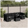 Image de Salon de jardin 8 pcs avec coussins noir résine tressée 3267775