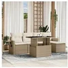 Image de Salon de jardin modulable resine tressee beige 6 pieces 55.0 x 62 x 69 5 personnes