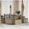 Image de Salon de jardin modulable rotin beige 6 pieces 55.0 x 62 x 69