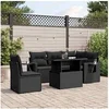Image de Salon de jardin modulable rotin noir 2 personnes 62 x 62 x 69 cm 6 pieces