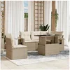 Image de Salon de jardin modulable rotin beige 6 pieces 62.0 x 62 x 69 5 personnes